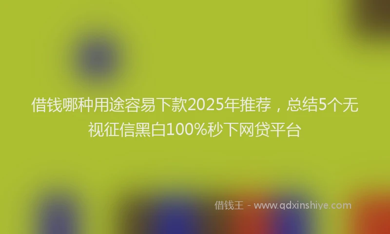 借钱哪种用途容易下款2025年推荐，总结5个无视征信黑白100%秒下网贷平台