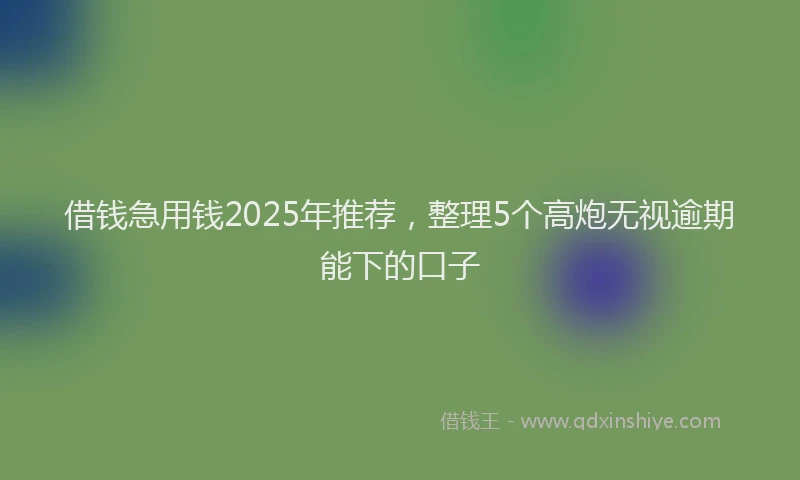 借钱急用钱2025年推荐,整理5个高炮无视逾期能下的口子