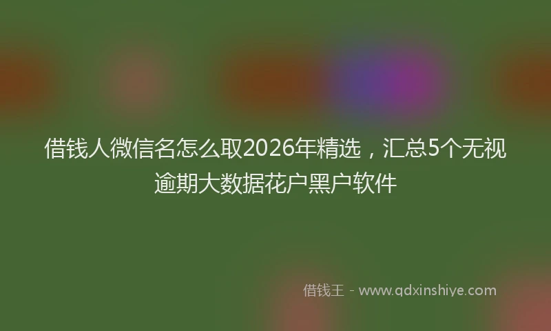 借钱人微信名怎么取2026年精选,汇总5个无视逾期大数据花户黑户软件