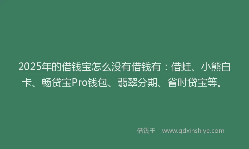 2025年的借钱宝怎么没有借钱有：借蛙、小熊白卡、畅贷宝Pro钱包、翡翠分期、省时贷宝等。