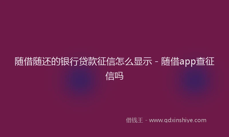 随借随还的银行贷款征信怎么显示 - 随借app查征信吗