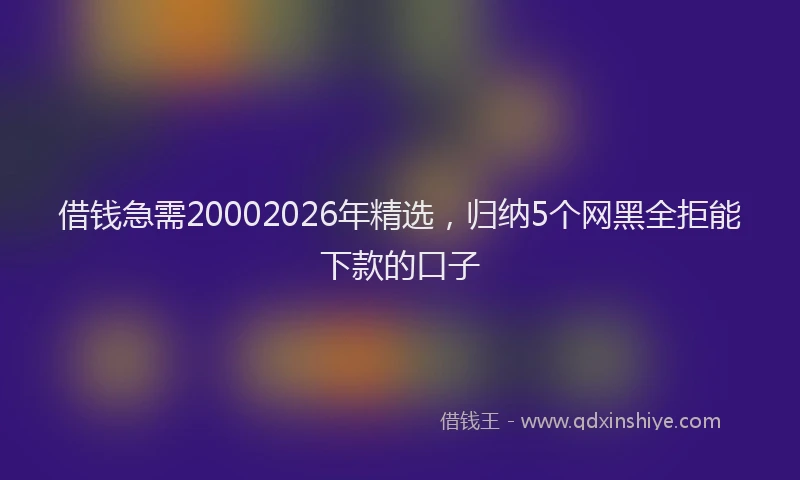 借钱急需20002026年精选，归纳5个网黑全拒能下款的口子