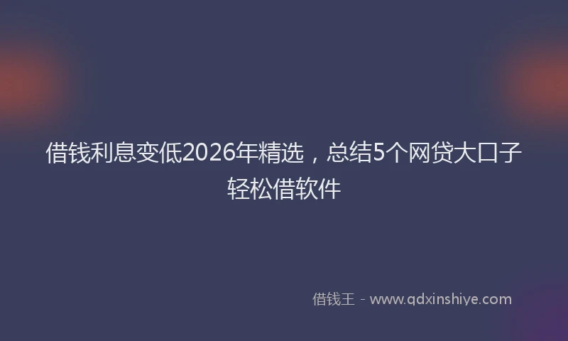借钱利息变低2026年精选，总结5个网贷大口子轻松借软件