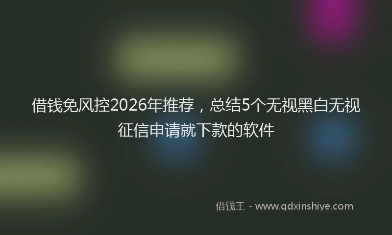 借钱免风控2026年推荐，总结5个无视黑白无视征信申请就下款的软件