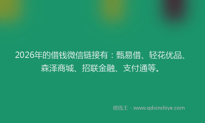 2026年的借钱微信链接有：甄易借、轻花优品、森泽商城、招联金融、支付通等。