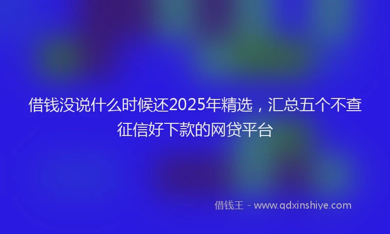 借钱没说什么时候还2025年精选，汇总五个不查征信好下款的网贷平台