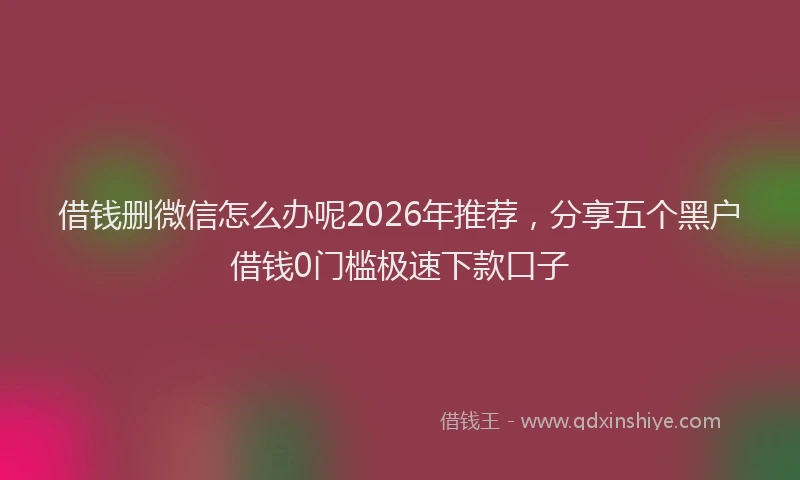 借钱删微信怎么办呢2026年推荐，分享五个黑户借钱0门槛极速下款口子