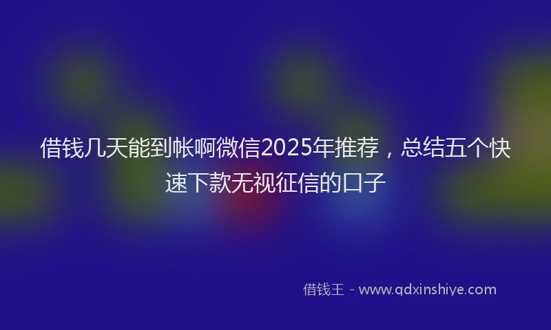 借钱几天能到帐啊微信2025年推荐,总结五个快速下款无视征信的口子