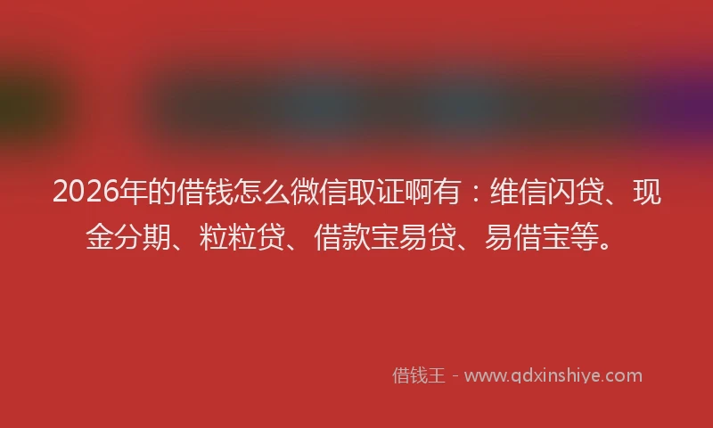 2026年的借钱怎么微信取证啊有：维信闪贷、现金分期、粒粒贷、借款宝易贷、易借宝等。