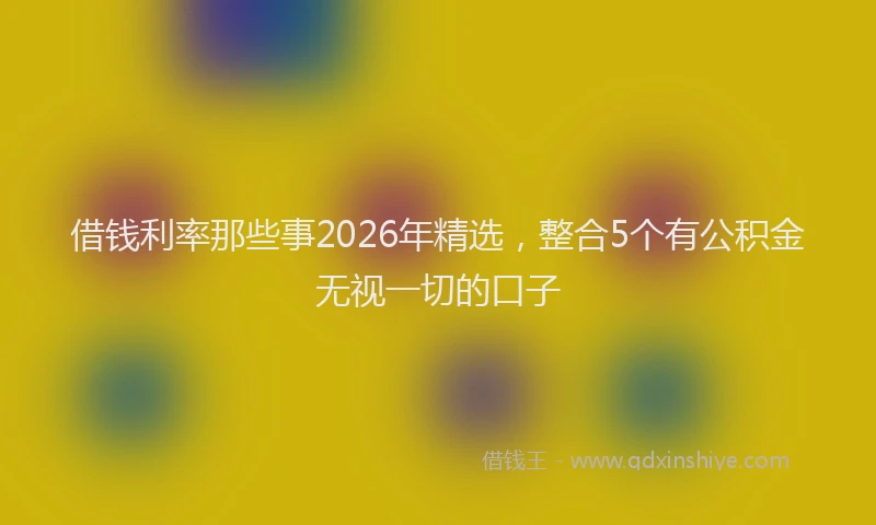 借钱利率那些事2026年精选，整合5个有公积金无视一切的口子