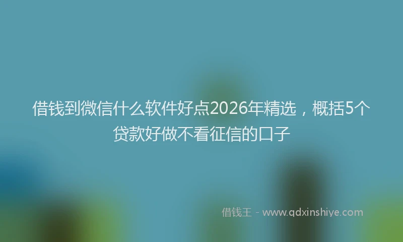 借钱到微信什么软件好点2026年精选，概括5个贷款好做不看征信的口子