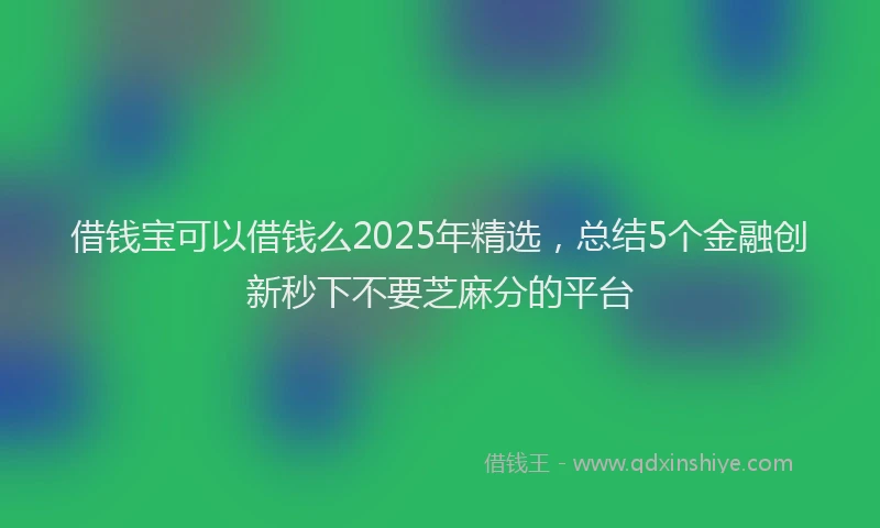 借钱宝可以借钱么2025年精选，总结5个金融创新秒下不要芝麻分的平台