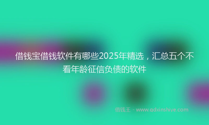借钱宝借钱软件有哪些2025年精选，汇总五个不看年龄征信负债的软件