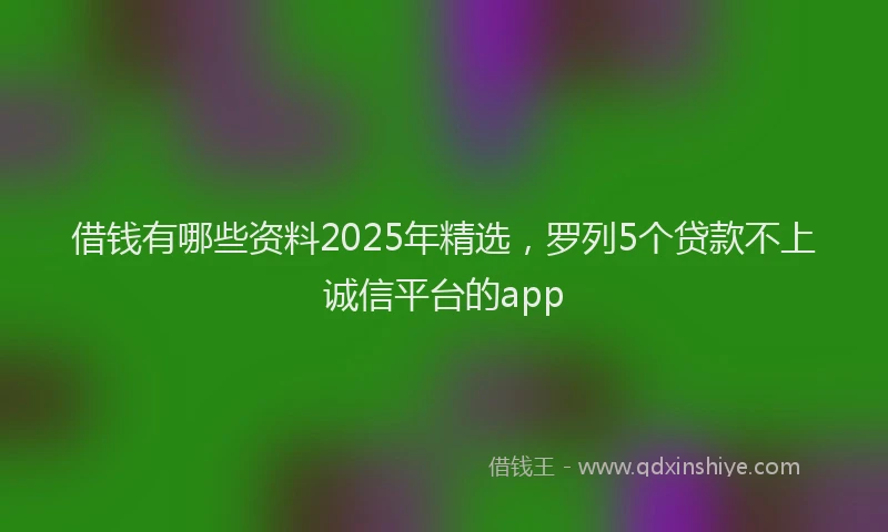 借钱有哪些资料2025年精选,罗列5个贷款不上诚信平台的app
