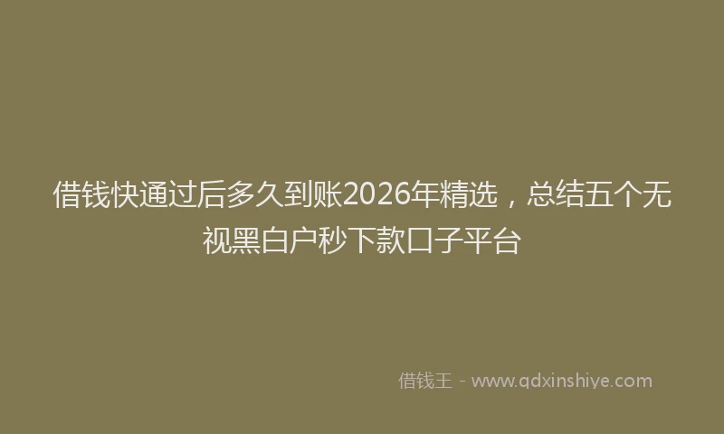 借钱快通过后多久到账2026年精选，总结五个无视黑白户秒下款口子平台