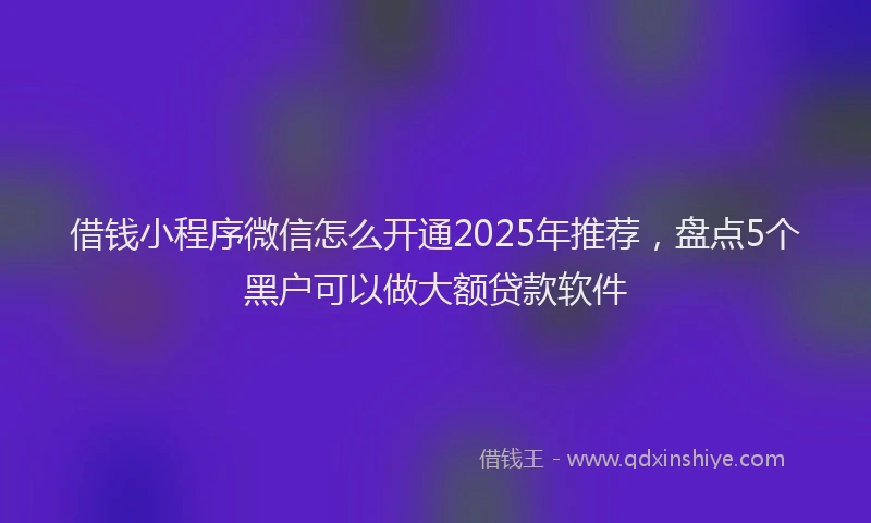 借钱小程序微信怎么开通2025年推荐,盘点5个黑户可以做大额贷款软件