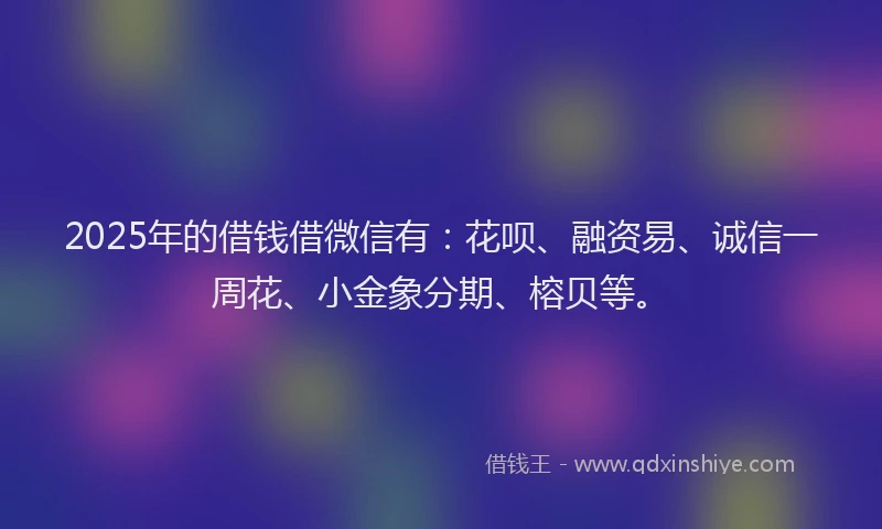 2025年的借钱借微信有：花呗、融资易、诚信一周花、小金象分期、榕贝等。