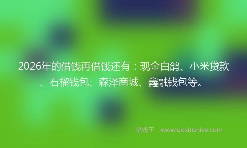 2026年的借钱再借钱还有:现金白鸽、小米贷款、石榴钱包、森泽商城、鑫融钱包等。