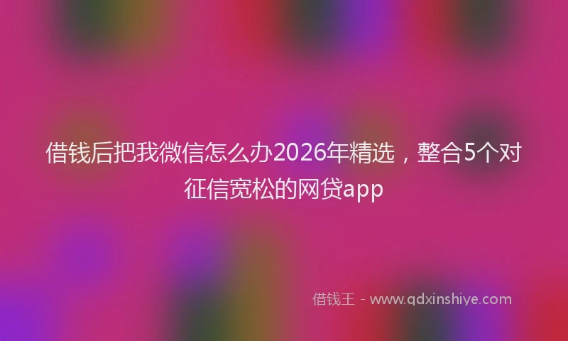 借钱后把我微信怎么办2026年精选，整合5个对征信宽松的网贷app