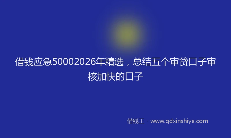 借钱应急50002026年精选,总结五个审贷口子审核加快的口子