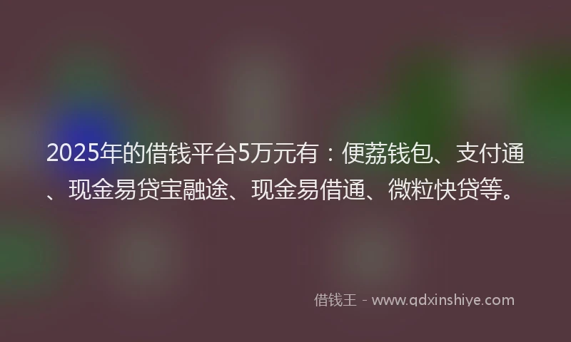 2025年的借钱平台5万元有：便荔钱包、支付通、现金易贷宝融途、现金易借通、微粒快贷等。