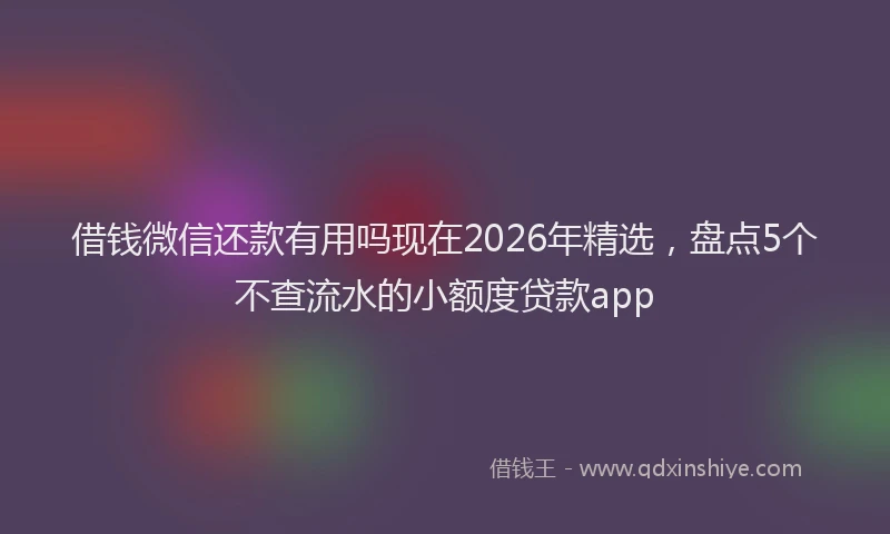 借钱微信还款有用吗现在2026年精选，盘点5个不查流水的小额度贷款app