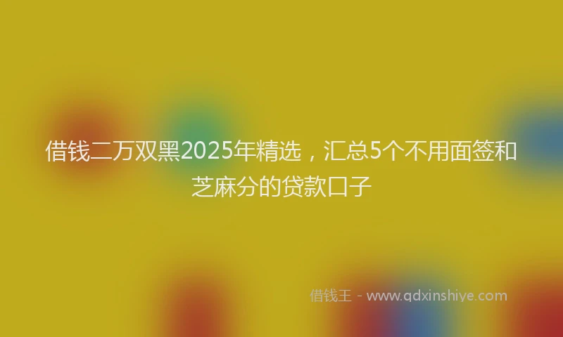 借钱二万双黑2025年精选，汇总5个不用面签和芝麻分的贷款口子