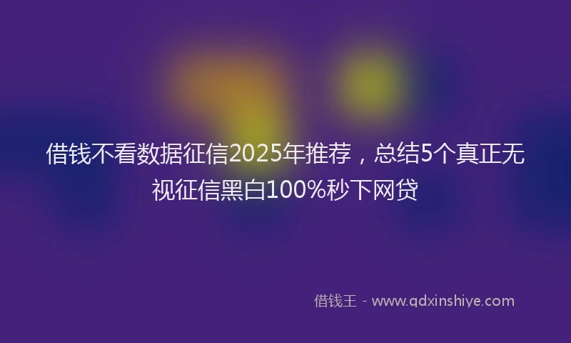 借钱不看数据征信2025年推荐，总结5个真正无视征信黑白100%秒下网贷