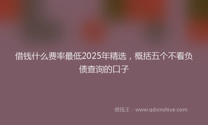 借钱什么费率最低2025年精选,概括五个不看负债查询的口子