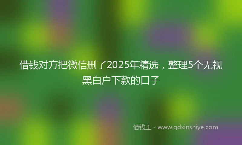 借钱对方把微信删了2025年精选，整理5个无视黑白户下款的口子