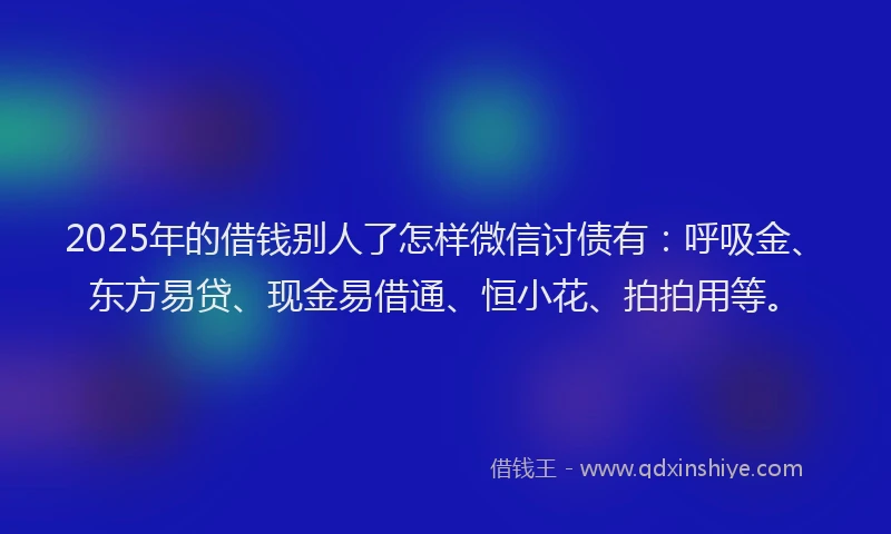2025年的借钱别人了怎样微信讨债有:呼吸金、东方易贷、现金易借通、恒小花、拍拍用等。