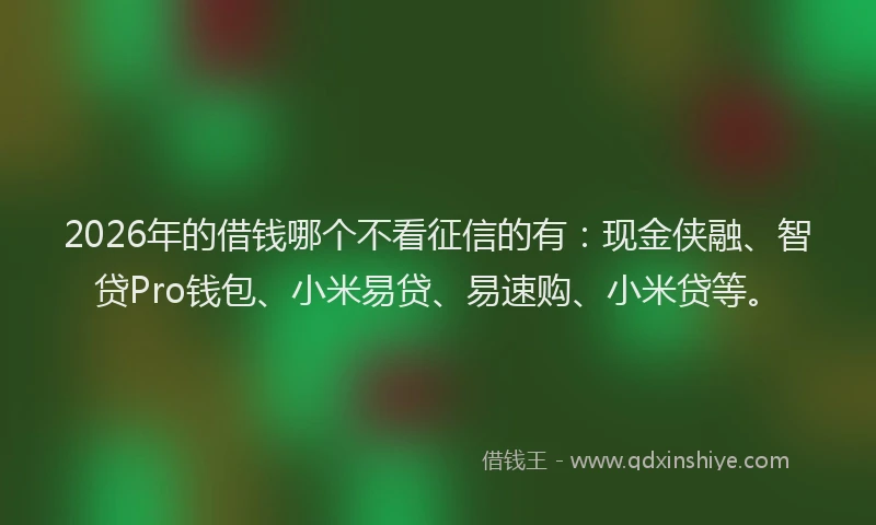 2026年的借钱哪个不看征信的有：现金侠融、智贷Pro钱包、小米易贷、易速购、小米贷等。