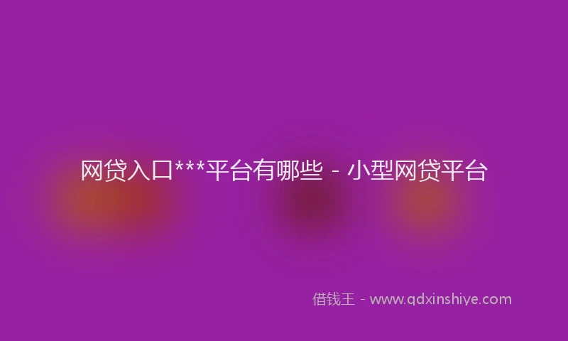 网贷入口***平台有哪些 - 小型网贷平台