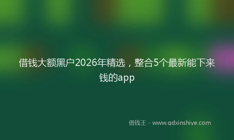 借钱大额黑户2026年精选，整合5个最新能下来钱的app