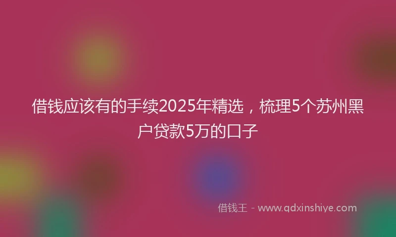借钱应该有的手续2025年精选，梳理5个苏州黑户贷款5万的口子