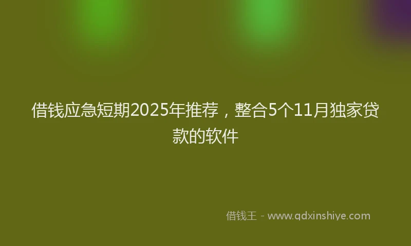 借钱应急短期2025年推荐，整合5个11月独家贷款的软件