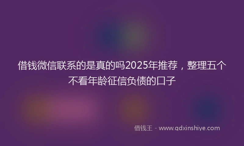 借钱微信联系的是真的吗2025年推荐，整理五个不看年龄征信负债的口子