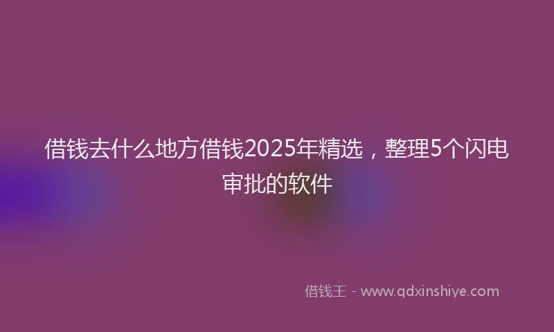 借钱去什么地方借钱2025年精选，整理5个闪电审批的软件