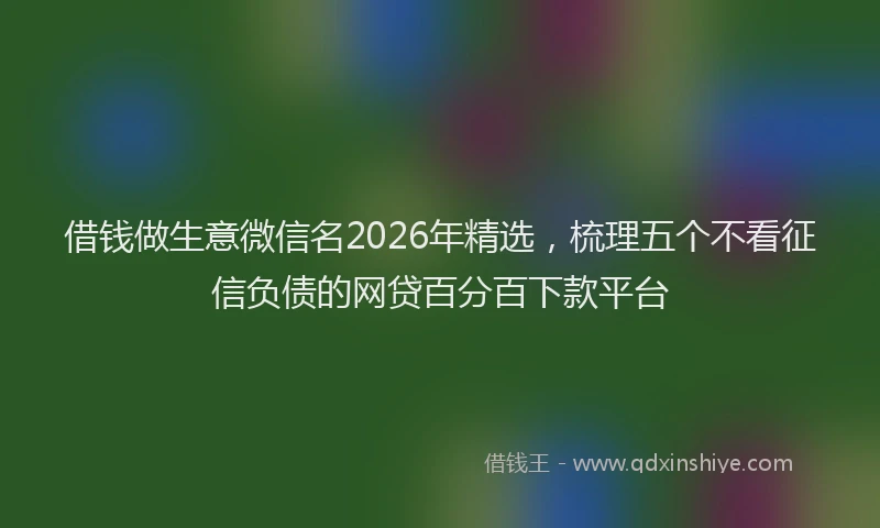 借钱做生意微信名2026年精选，梳理五个不看征信负债的网贷百分百下款平台