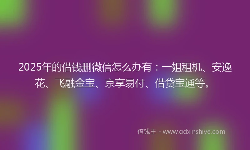 2025年的借钱删微信怎么办有：一姐租机、安逸花、飞融金宝、京享易付、借贷宝通等。