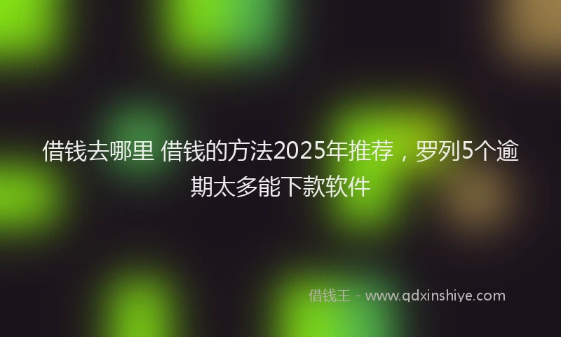 借钱去哪里 借钱的方法2025年推荐，罗列5个逾期太多能下款软件