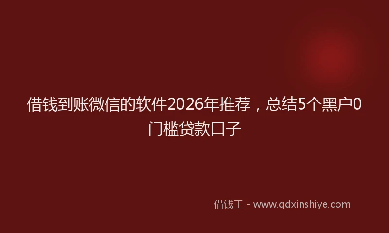 借钱到账微信的软件2026年推荐，总结5个黑户0门槛贷款口子