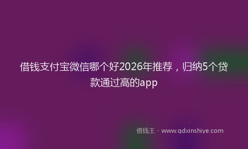 借钱支付宝微信哪个好2026年推荐，归纳5个贷款通过高的app
