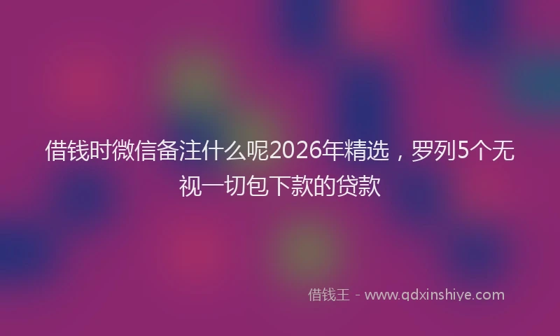 借钱时微信备注什么呢2026年精选，罗列5个无视一切包下款的贷款