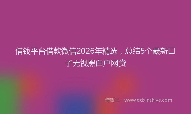 借钱平台借款微信2026年精选，总结5个最新口子无视黑白户网贷