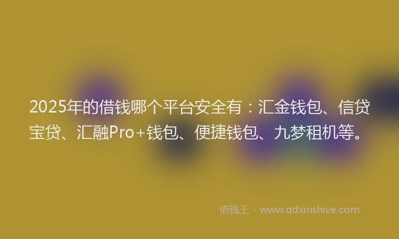 2025年的借钱哪个平台安全有：汇金钱包、信贷宝贷、汇融Pro+钱包、便捷钱包、九梦租机等。