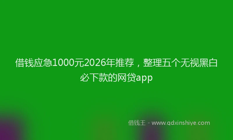 借钱应急1000元2026年推荐，整理五个无视黑白必下款的网贷app