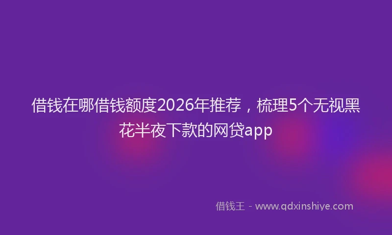 借钱在哪借钱额度2026年推荐，梳理5个无视黑花半夜下款的网贷app