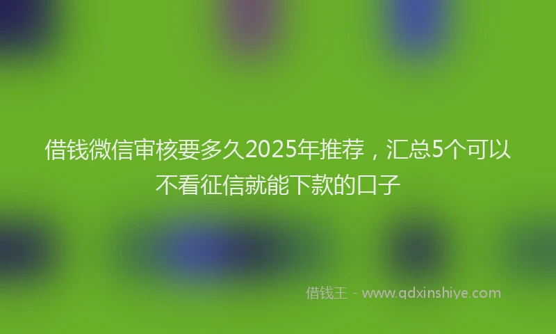 借钱微信审核要多久2025年推荐,汇总5个可以不看征信就能下款的口子