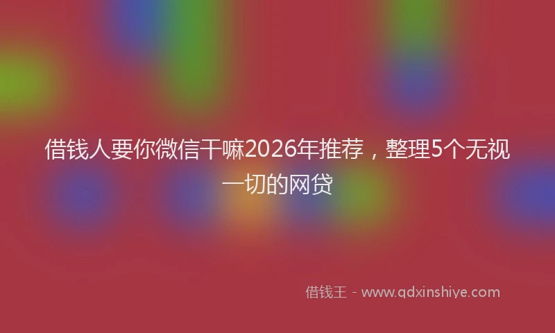 借钱人要你微信干嘛2026年推荐，整理5个无视一切的网贷
